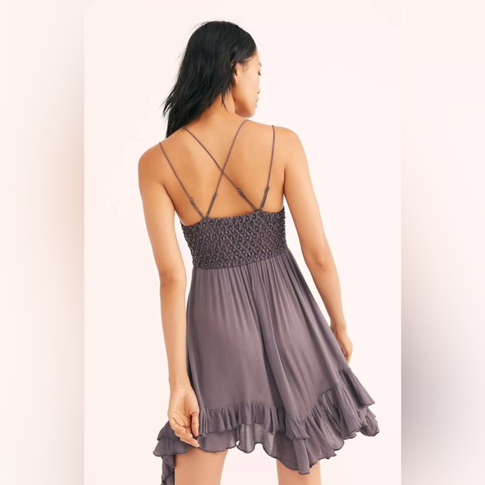 FREE PEOPLE ONE Adella Slip Dress Charcoal Purple S - Picture 3 of 15
